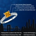 thumbnail image 2 of Gem Stone King 10K White Gold Yellow Citrine and Lab Grown Diamond Engagement Ring for Women | 0.78 Cttw | Princess 5MM | Gemstone November Birthstone | Size 8, 2 of 6