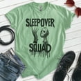 thumbnail image 2 of Sleepover Squad T-shirt, Unisex Women's Men's Shirt, Horror Movie Classic Film Lover Halloween Gift, Heather Apple Green, Medium, 2 of 6
