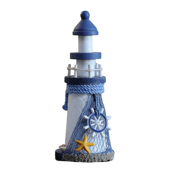 CIMAXIC Wooden Lighthouse 1pc Wooden Lighthouse Nautical Lighthouse Tabletop Ornament Party Decoration,,7.48"X2.95"X2.95"