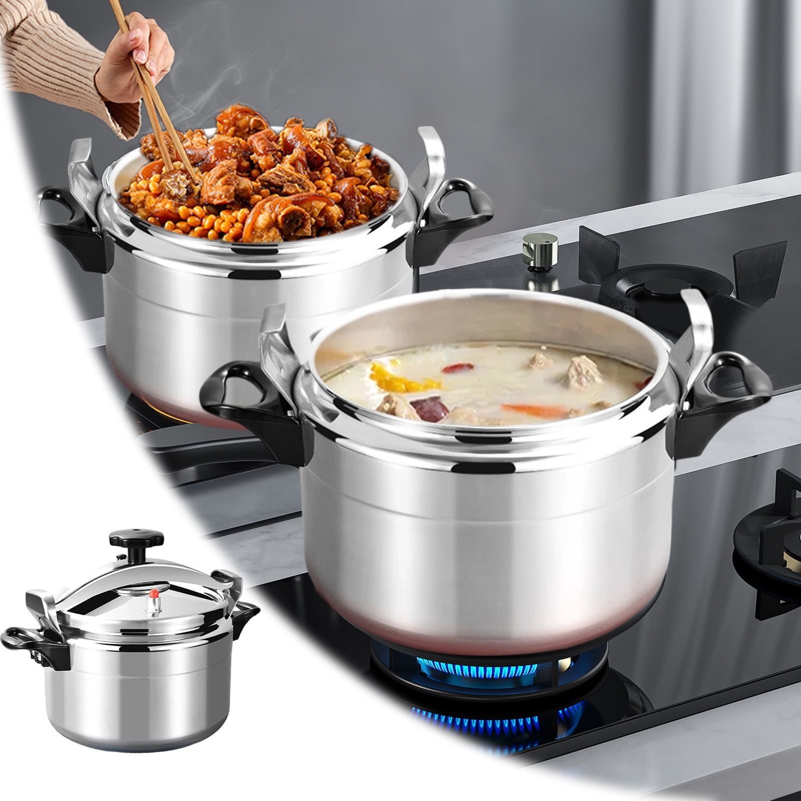 3L Mini Pressure Cooker Aluminum Alloy Lightweight Portable Flat Bottom Pot With Secure Handles For Efficient Home Cooking