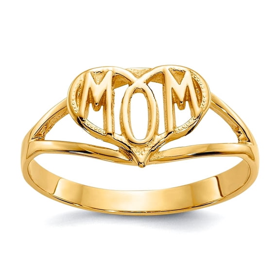 2 To 9mm 10k Solid Yellow Gold Polished Mom Love Heart Ring Size 7.00 Statement Ring for Women