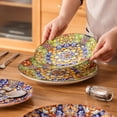 thumbnail image 6 of Dinner Plates, 8.5 Inch Salad Dessert Plate,Set of 2,Colorful Bohemian Style Porcelain Serving Dishes for Appetizers, Fruit, Pasta, Steak,Microwave, Oven and Dishware Safe (8.5 Inch（22CM）), 6 of 8