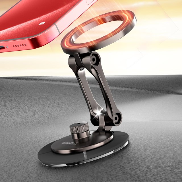 Soporte para teléfono de coche Smolink Tesla, totalmente metálico, magnético, rojo