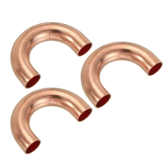 Uxcell 3/8" OD 25x41mm Elbow Copper Pipe Fitting, 3Pcs 180 Degree Bend Welding Sweat Solder Connection for HVAC Air Conditioner Plumbing