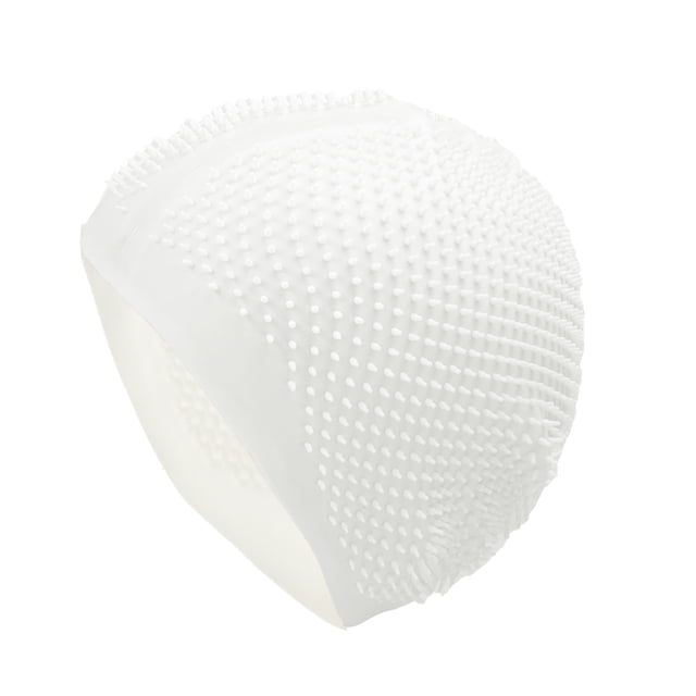 Gorro de natación de silicona impermeable con puntos en relieve, 1 pieza, blanco