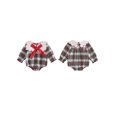thumbnail image 2 of RUINIXCW Baby Girl Christmas Romper Plaid Bow Snap Crew Neck Long Sleeve Jumpsuit, 2 of 8
