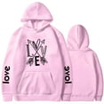 thumbnail image 2 of Jacenvly Valentine'S Day Shirts Long Sleeve Shirts Love Letter Print Hooded Casual Trendy Fashion Valentine'S Day Couple Hooded Fleece Pocket Sweater Coat Pink, 2 of 3