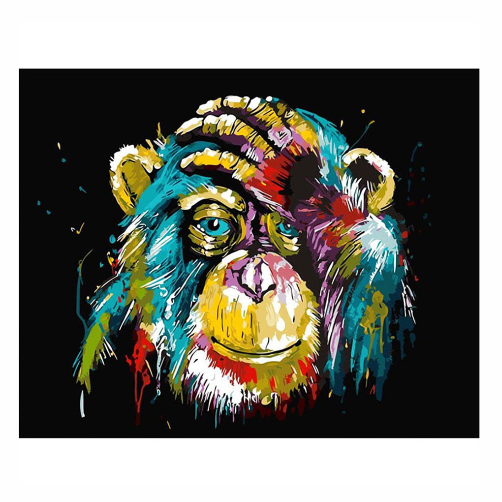 Digital Painting By Number Kit DIY Music Monkey Canvas Oil Art Wall Picture Home 