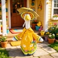 thumbnail image 5 of Bcylexb Rainy Day Goose Outfits with Umbrella, Yellow Waterproof Raincoat & Hooded Hat with Frog Floral Print for Outdoor Garden Patio Porch Decor, 5 of 6