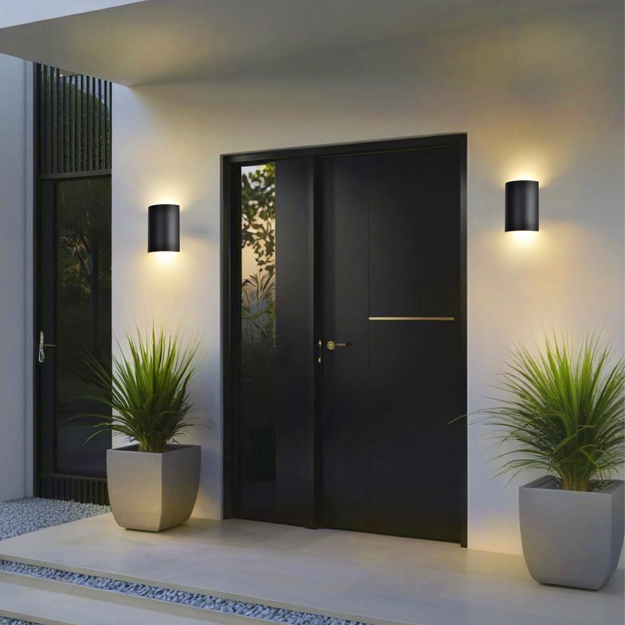 Modern Outdoor Wall Light Black LED Up & Down Sconce, 20W 3000K Waterproof Exterior Light for Porch Patio