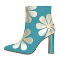 thumbnail image 2 of FSJ Women Cute Pointed Closed Toe Daisy Ankle Boots Chunky High Heel Side Zipper Flower Wedding Booties Bridal Dress Shoes Size 10 Blue, 2 of 4