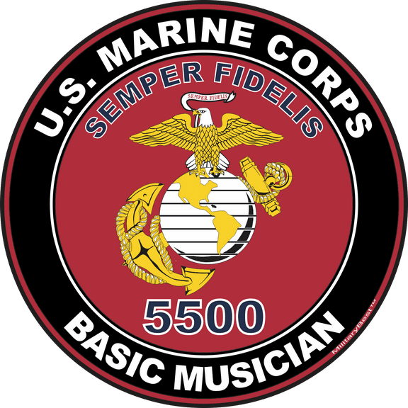 U.S.M.C. MOS 5500 Basic Musician Decal 3.8" - Red
