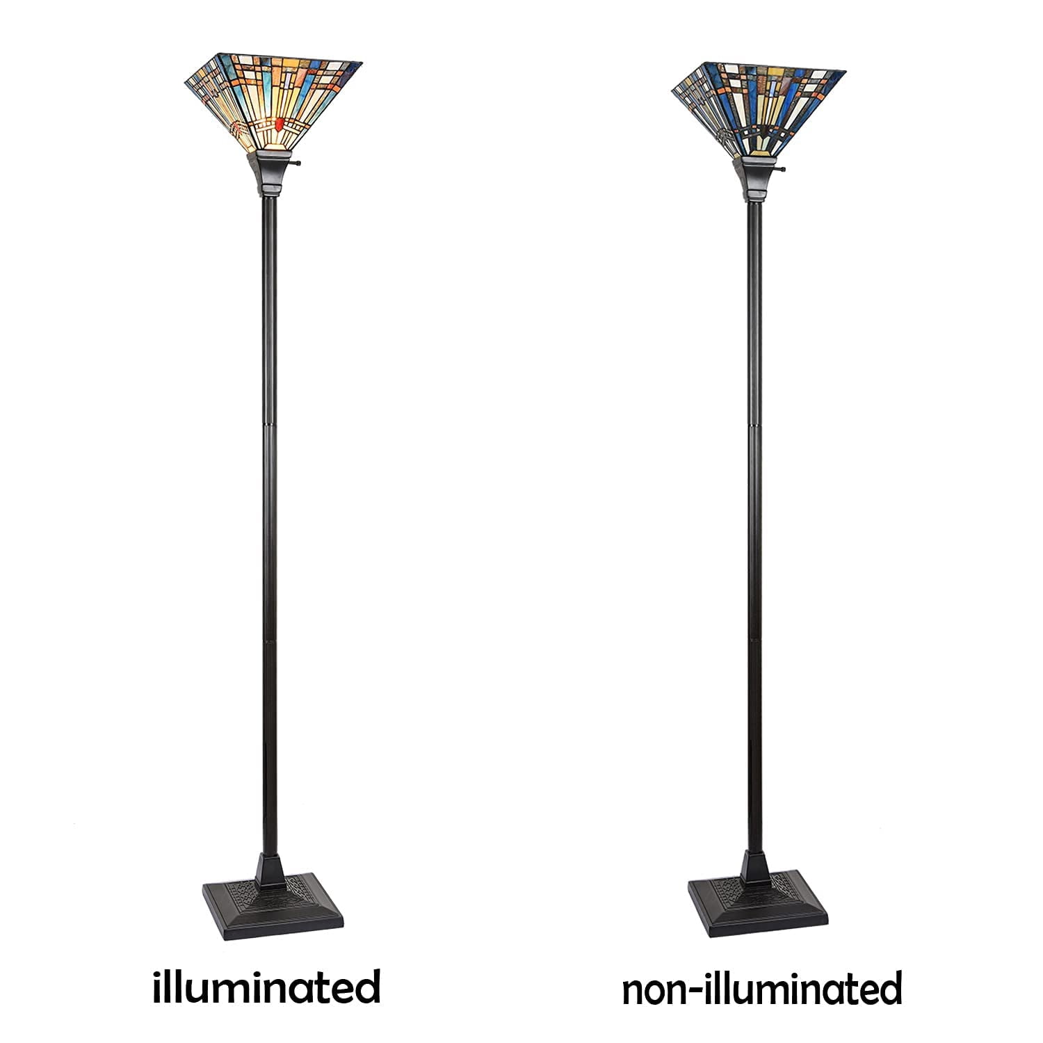 Tiffany Torchiere Floor Lamp,Stained Glass Lamp Shade
