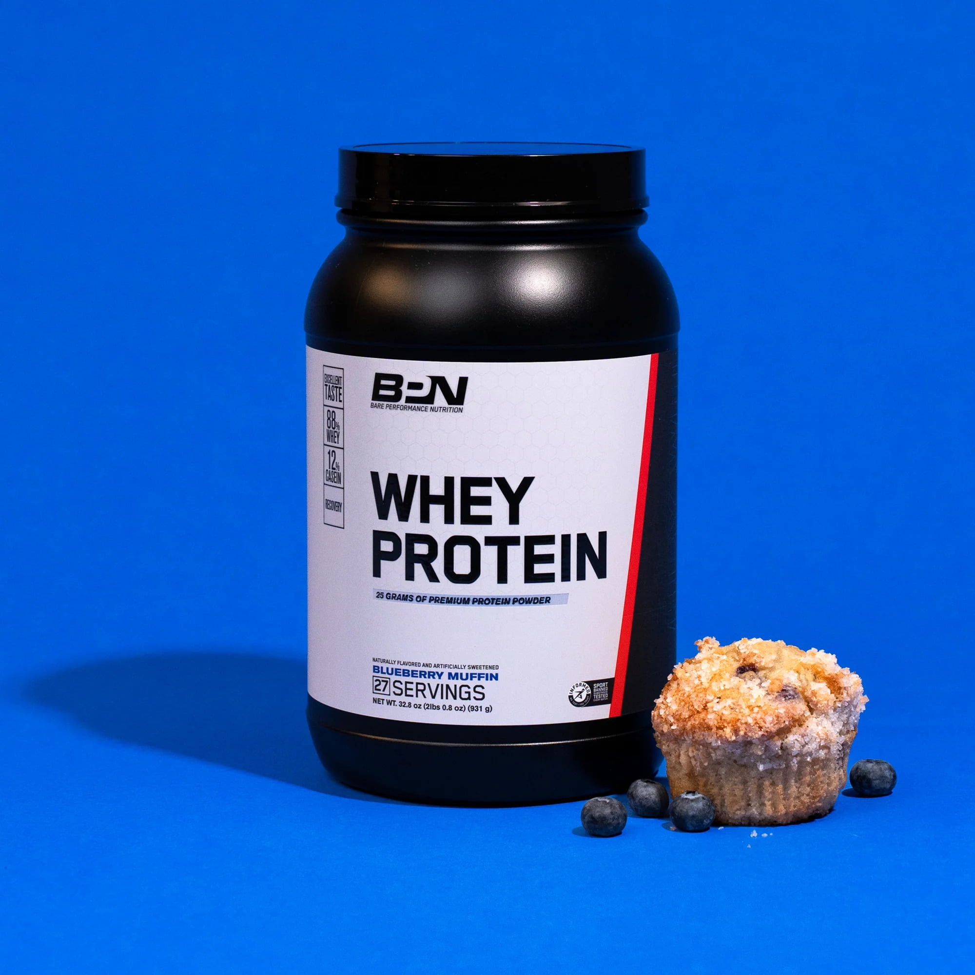 Bare Performance Nutrition, BPN Whey Protein Powder, Blueberry Muffin