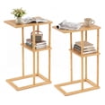 thumbnail image 1 of Gymax Side Table Set of 2 w/Storage Shelves & Bamboo Construction for Living Room, 1 of 10