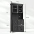 thumbnail image 5 of 71" Tall Farmhouse Pantry Cabinet,Freestanding Coffee Bar Hutch With Adjustable Shelve,Large Storage For Living Room,Dining Room,Black, 5 of 8