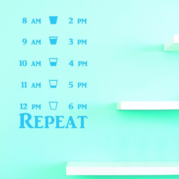 Custom Decals Operating Times Repeat Wall Art Size: 14 X 28 Inches Color: Blue