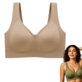 thumbnail image 5 of Weikingp Women's V Neck Seamless Wireless Bra Wide Strap Soft Support Stretchy Casual Everyday Comfort Bralette Brown 5XL, 5 of 9