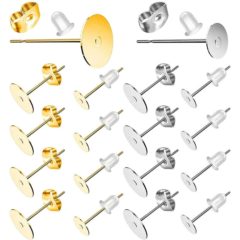  Earring Posts and Backs, 500Pcs Hypoallergenic Earring Studs  for Jewelry Making with Butterfly Earring Backs and Rubber Bullet Earring  Backs (4mm, 6mm) : Everything Else