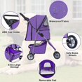 thumbnail image 4 of YRLLENSDAN Pet Gear Dog Stroller Small Dogs, Folding Cat Stroller with Cup Holders 3 Wheel Pet Strollers for Small Dogs Puppy Stroller Travel Carrier Dog Stroller for Medium Dogs, Purple, 4 of 7