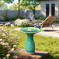 thumbnail image 6 of LuxenHome 23 Inch Ceramic Bird Bath for Outside, Elegant Tall Outdoor BirdBath with Floral Embossed Design, 6 of 8