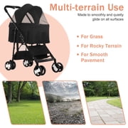 CL.HPAHKL 3 in 1 Dog Stroller For Medium Small Dogs Cats, 4 Wheels Folding Cat Stroller Pet Stroller with Removable Carrier, Portable Dog Cat Cage Jogger Stroller with Storage Lightweight for Travel