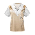 thumbnail image 2 of TaTaai Women‘s Floral Print V Neck Short Sleeve Top， Casual Pullover Blouse， Loose Fit Knit Shirt for Everyday Spring Wear Gift, 2 of 5