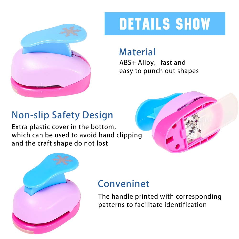 3pcs 3 Sizes Snowflake Shape Plastic Paper Punch Hole Puncher for Scrapbook Engraving Greeting Card Making DIY Craft Making Random Mixed Color