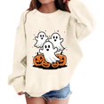 thumbnail image 2 of YunPes Girls Cute Halloween Sweatshirt Funny Ghost Graphic Long Sleeve Pullover Teen Kids Oversized Trendy Streetwear Tops, 2 of 7