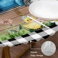 thumbnail image 3 of Black Plaid Easter Round Tablecloth, Fitted Table Cover with Elastic for 55"-60" Round Tables, Truck Spring Floral Bunny Animals Wooden Table Cloth Outdoor Indoor Dinning Party Waterproof Tablecloths, 3 of 7