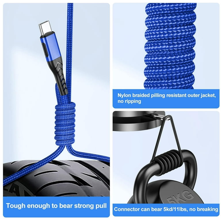 OIITH 10ft USB C Cable,2Pack Fast Type-C Charger for Android Phone Pad  Laptop-Blue 