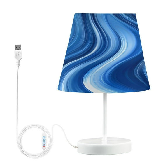 Ryvnso LED Bedside Table Lamp Blue Liquid Bedroom Desk Lamps Nightstand Lampshade M