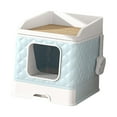 thumbnail image 2 of GROWTH TANK Semi-Enclosed Cat Litter Box, Front Entry, Top Exit, Detachable Cat Potties, Cat Blue, 2 of 9