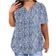 thumbnail image 1 of Camisetas Casuales de las Mujeres Largo Casual Impreso Cuello Redondo Suelto Top, Camiseta de Verano de Manga Corta, 1 of 4