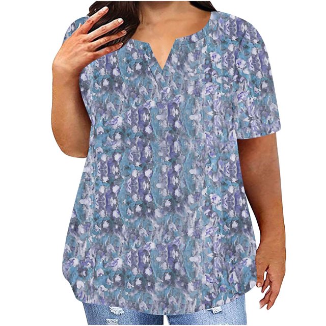 Birdeem Blouses pour Femmes T-Shirt à Manches Courtes Imprimé Décontracté Col Rond Ample