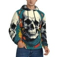 thumbnail image 2 of Wukai Modern Hip-Hop Skull Print Men Hoodies Fleece Sweatshirts Long Sleeve Sweaters Pullover Fall Outfits Winter Clothes-Large, 2 of 7