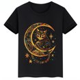 thumbnail image 3 of Ropa infantil con estampado de calavera de gato, camiseta de algodón de verano para niños y niñas, ropa infantil personalizada de manga corta negra, 3 of 5