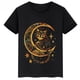 thumbnail image 3 of Ropa infantil con estampado de calavera de gato, camiseta de algodón de verano para niños y niñas, ropa infantil personalizada de manga corta negra, 3 of 5
