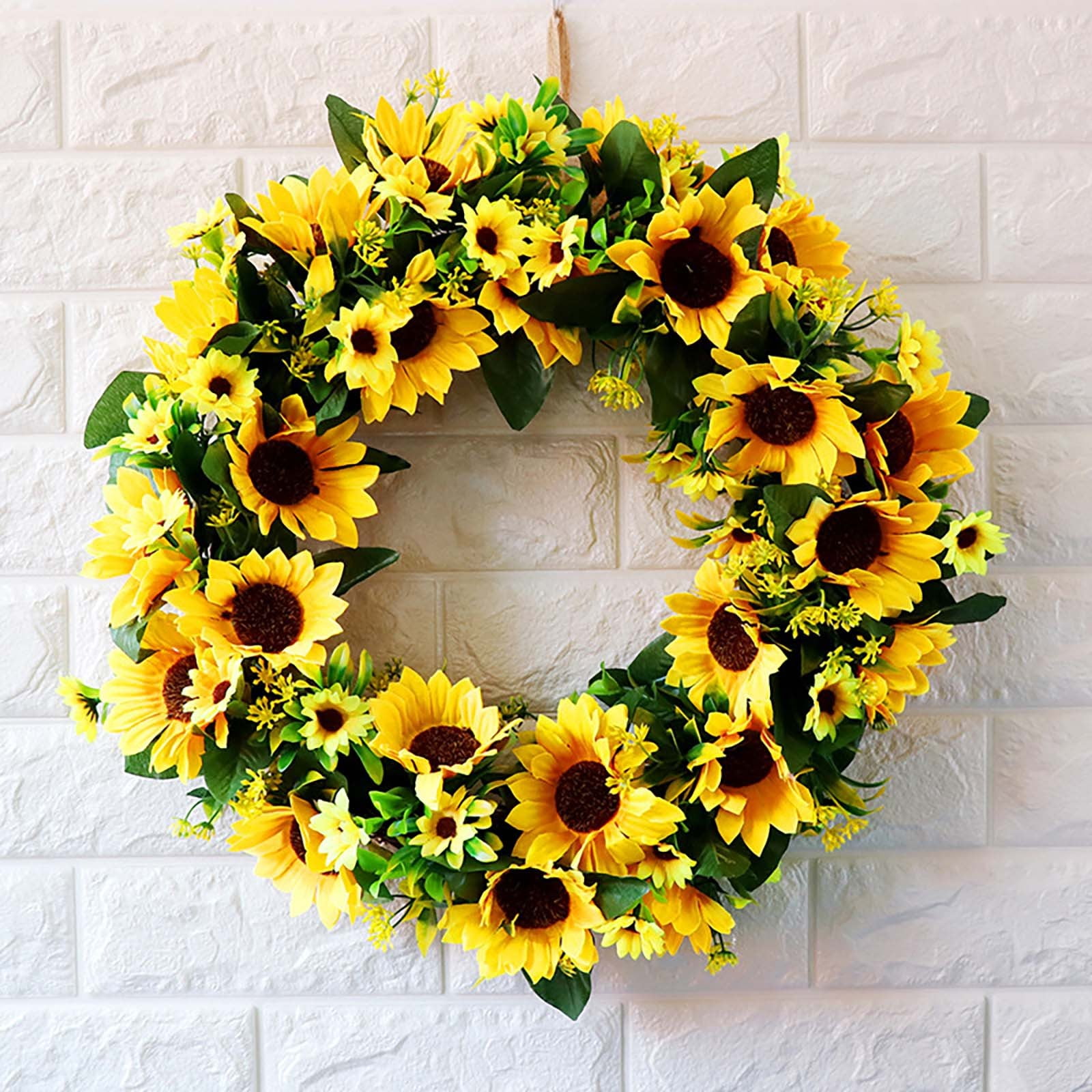 Artificial Sunflower Wreath For Front Door Handmade Flower Wreath With ...