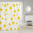 thumbnail image 2 of Manfei Minimalist Stars Print Shower Curtain 72Wx78L,Kawaii Cartoon Theme Bath Curtain,Yellow White, 2 of 5