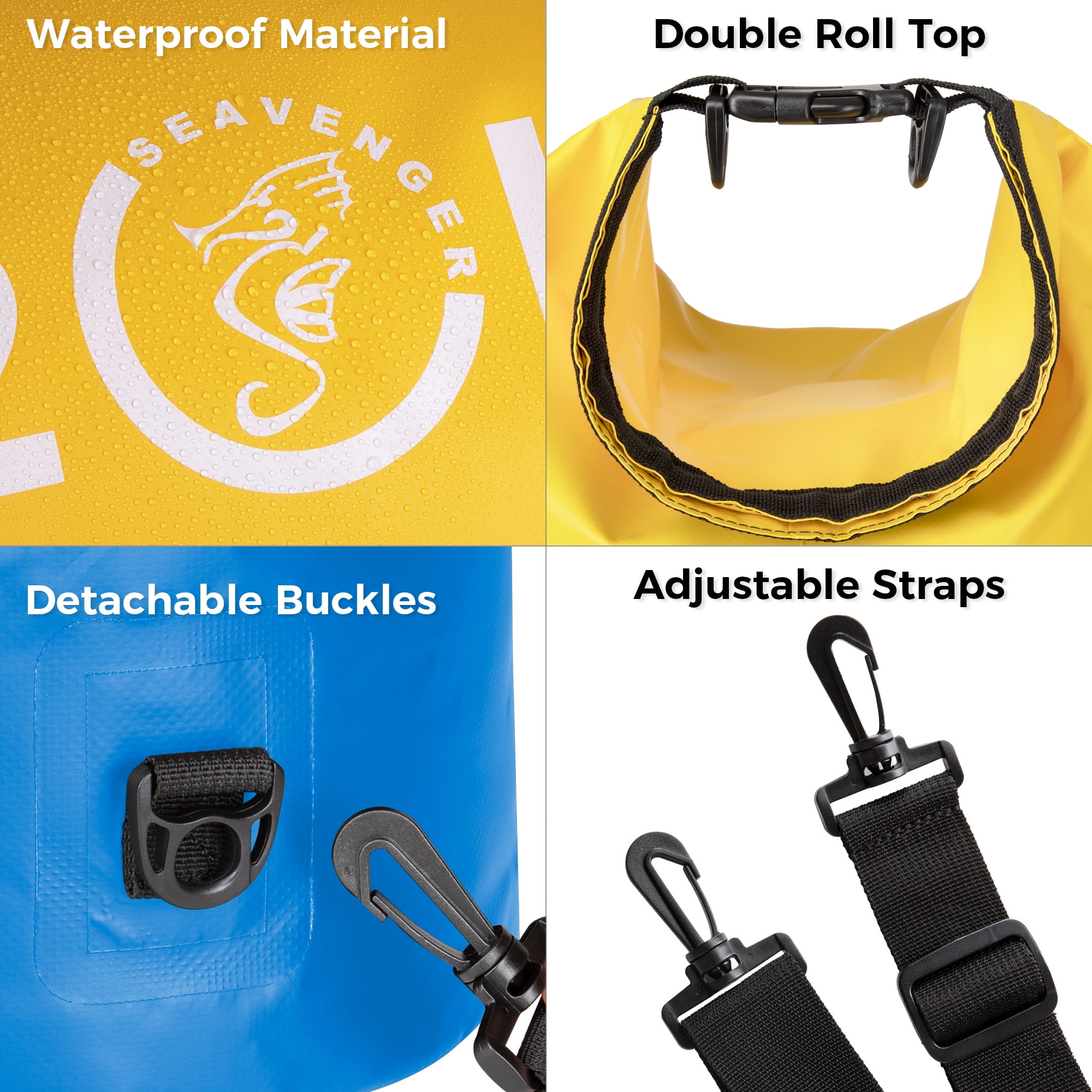 Seavenger Seafarer 20L Dry Bag | Waterproof Outdoor Travel Pack | Backpack, Crossbody, Duffel Gear Bag | Banana Yellow