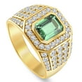 thumbnail image 2 of Pompeii 4 1/2Ct Emerald & Diamond Men's Ring 10k Yellow Gold Lab Grown (F/G,VS2-SI1), 2 of 5