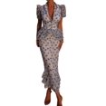 thumbnail image 2 of Women's Two Piece Skirt Set Casual Short Sleeve Top Midi Skirt Blue S, 2 of 9