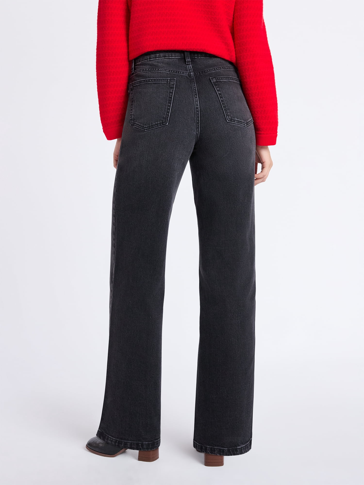 Free Assembly Women's High Rise Full Length Wide Leg Jeans, 30" Inseam, Sizes 0-26W