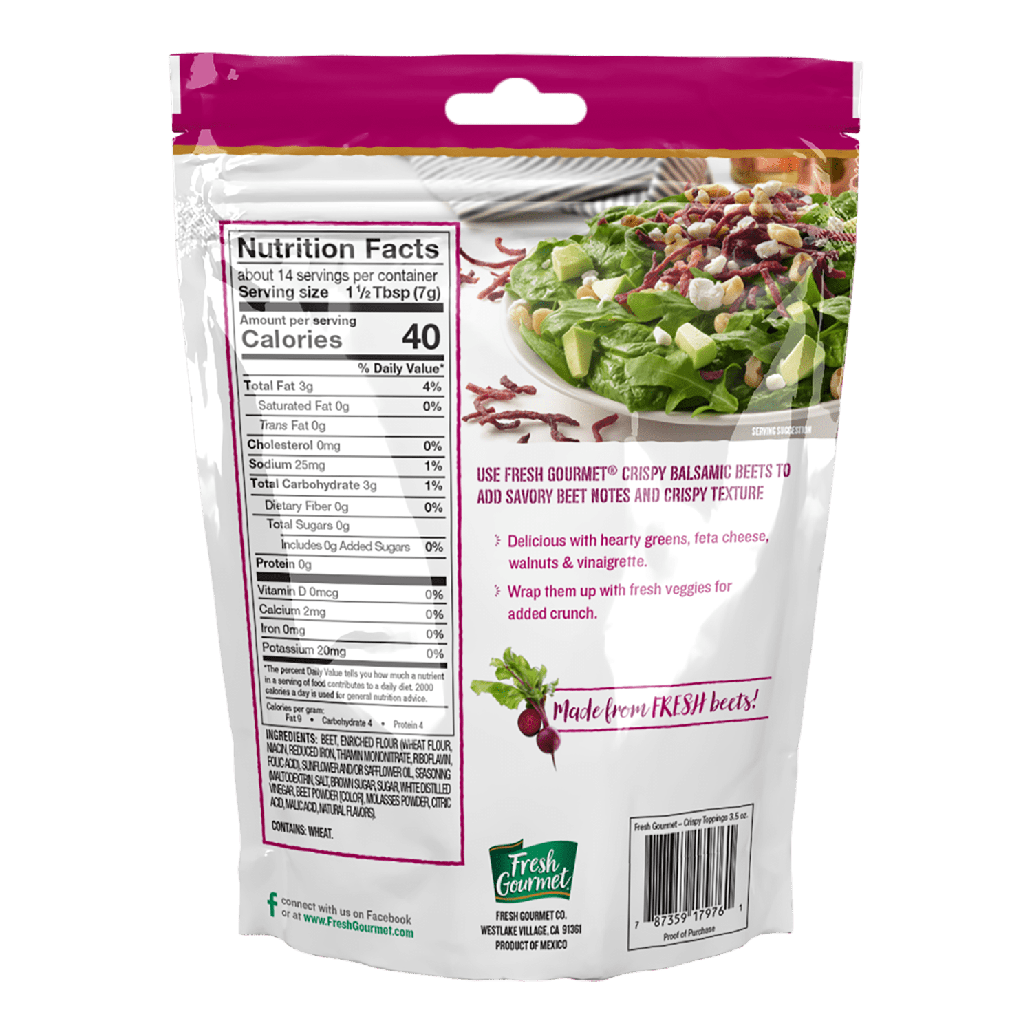 Fresh Gourmet Crispy Balsamic Beets, 3.5 oz, Crispy Red Peppers, 3.5 oz, Crispy Dillies, Pickle Flavored, 3.5 oz Variety Pack