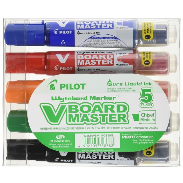 PILOT PIL358388 BeGreen V Board Master Whiteboard Marker-2.2 mm, 5.2mm Point Size-Chisel Point Style-Refillable