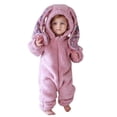 thumbnail image 6 of KAUOD Boys Girls Fleece Snowsuits Jumpsuits Cute Bunny Ear Hooded Bodysuit Zip up Fuzzy Plush Padded Warm Romper Outfits, 6 of 8