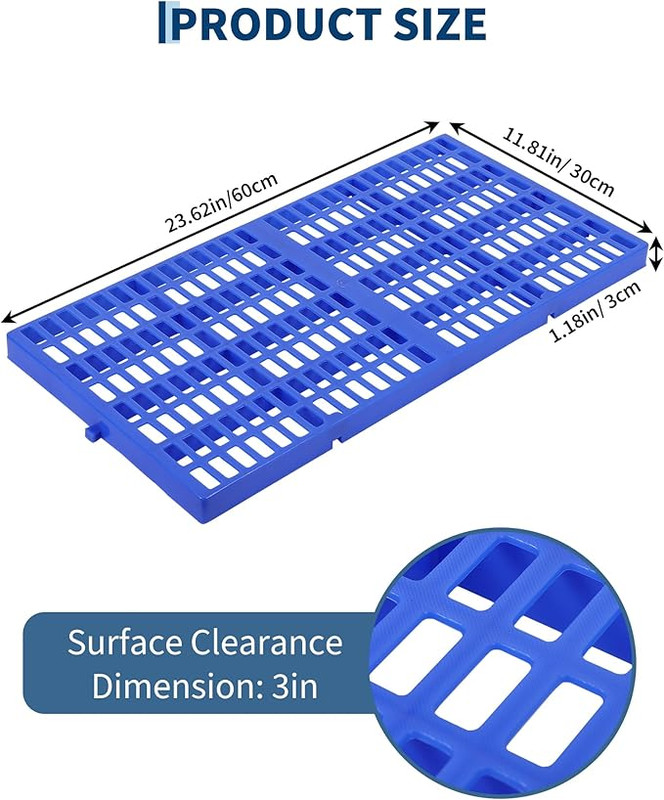 Plastic Pallet, Splicable Floor Pallets, 1100 Lbs Capacity per Pc, Water-Proof, Breathable Grid Ventilation 6 Pcs Pallets for Daily,Workshop,Garage, Market Use(11.8X 23.6X 1.18 inches)