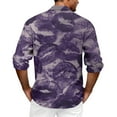 thumbnail image 3 of Fgvctg Long Sleeve Shirts for Men V Neck Button Down Blouse Collared Oversized Date Day Love Heart Print Shirts Dressy Business Casual Outfits Dark Purple M, 3 of 5
