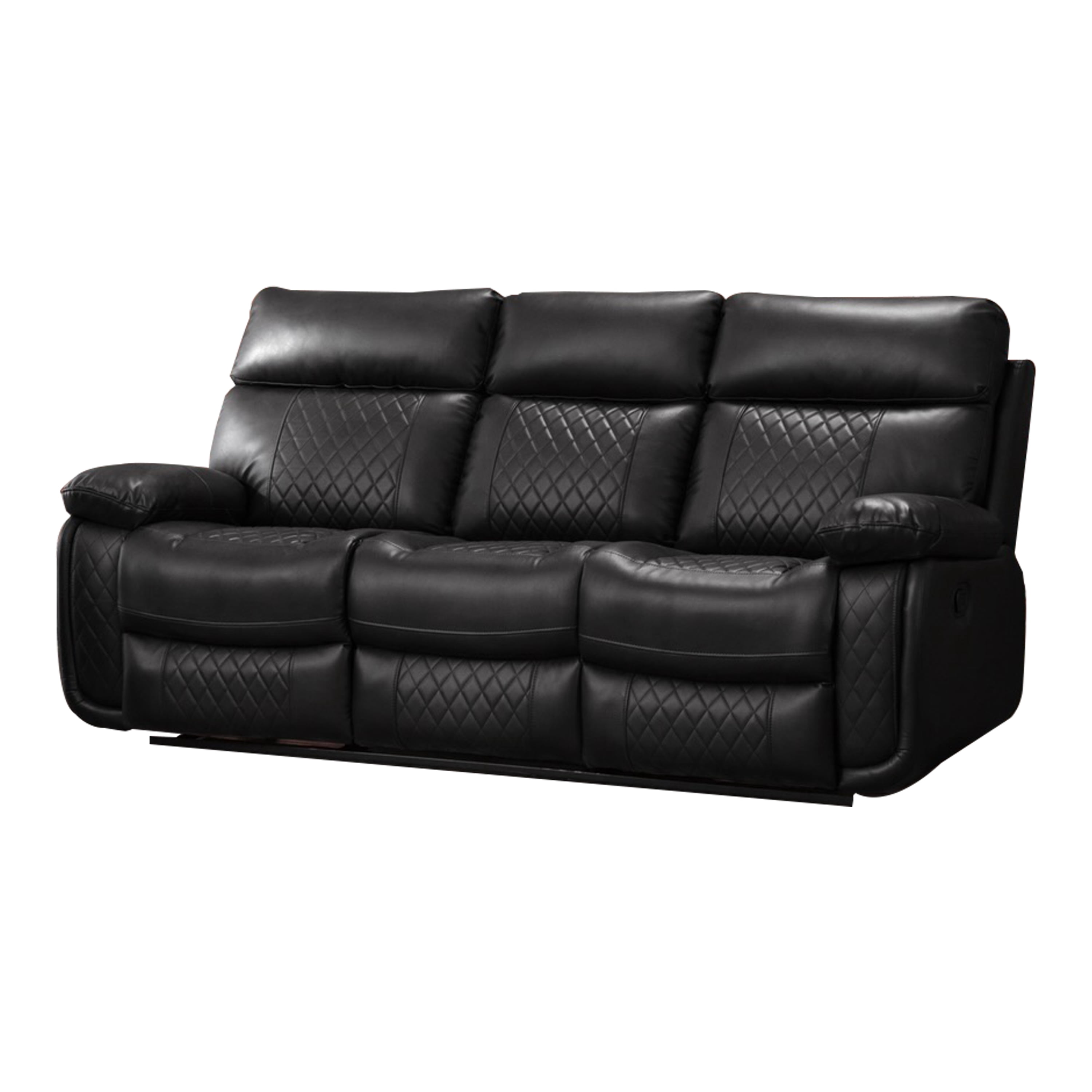 Contemporary Living Room Faux Leather Upholstered Sofa, Black